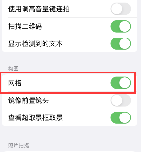 开江苹果手机维修网点分享iPhone如何开启九宫格构图功能 