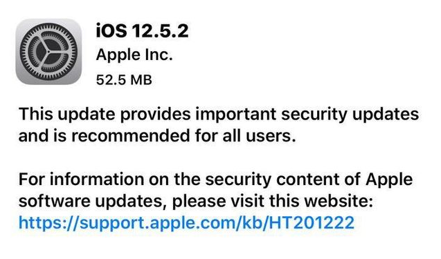 开江苹果手机维修分享iOS12.5.2发布，建议所有老苹果用户安装 
